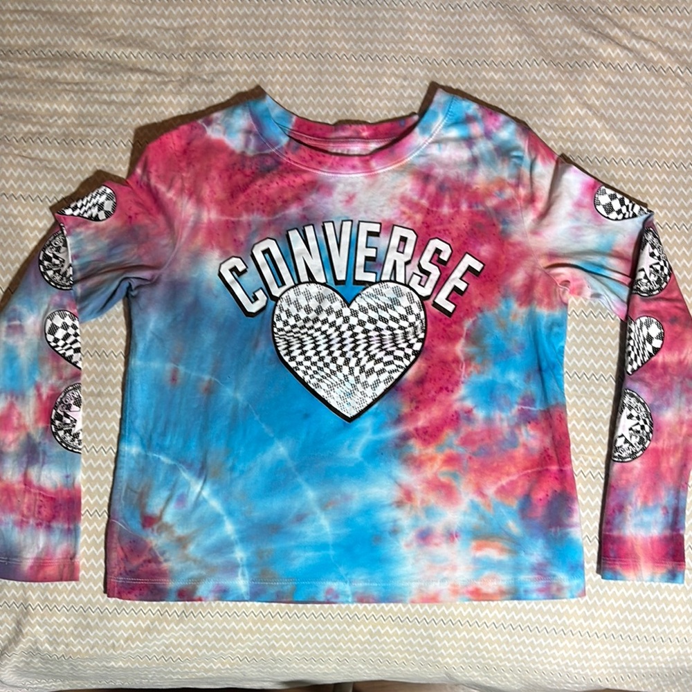 Converse Kids Tie-Dye Long Sleeve Shirt - Red and Blue